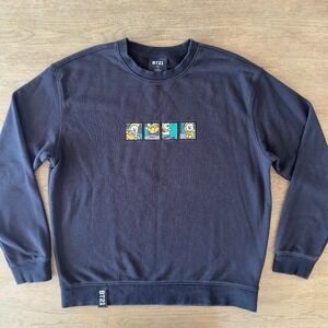BT21 Chimmy Sweatshirt Mens M Black Embroidered Patch Crewneck BTS K-Pop